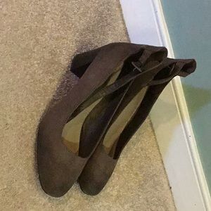 Brown suede high heels